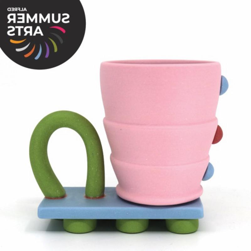 pink and green ceramic pot